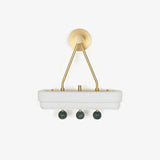 Luxury Art Deco Spate Wall Sconce with Marble Spheres and Opal Glass Shade