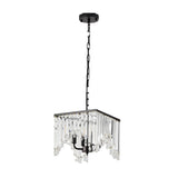 Luxury Black Metal and Crystal Strip LED Chandelier 3 Color Dimming Pendant Light