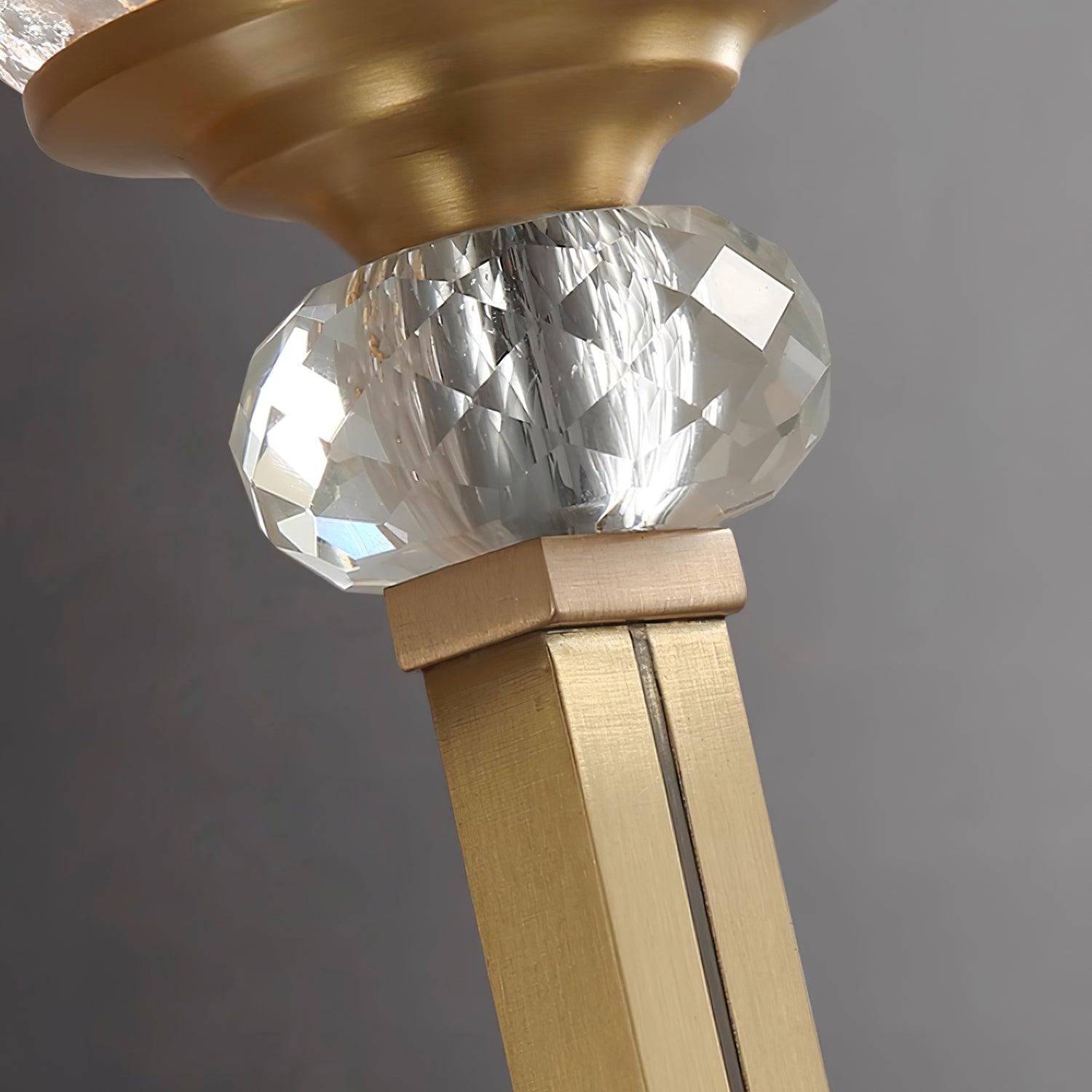 Luxury Brass Bracket Light Wall Sconce with Faceted Ribbed Glass Shade Set of 2