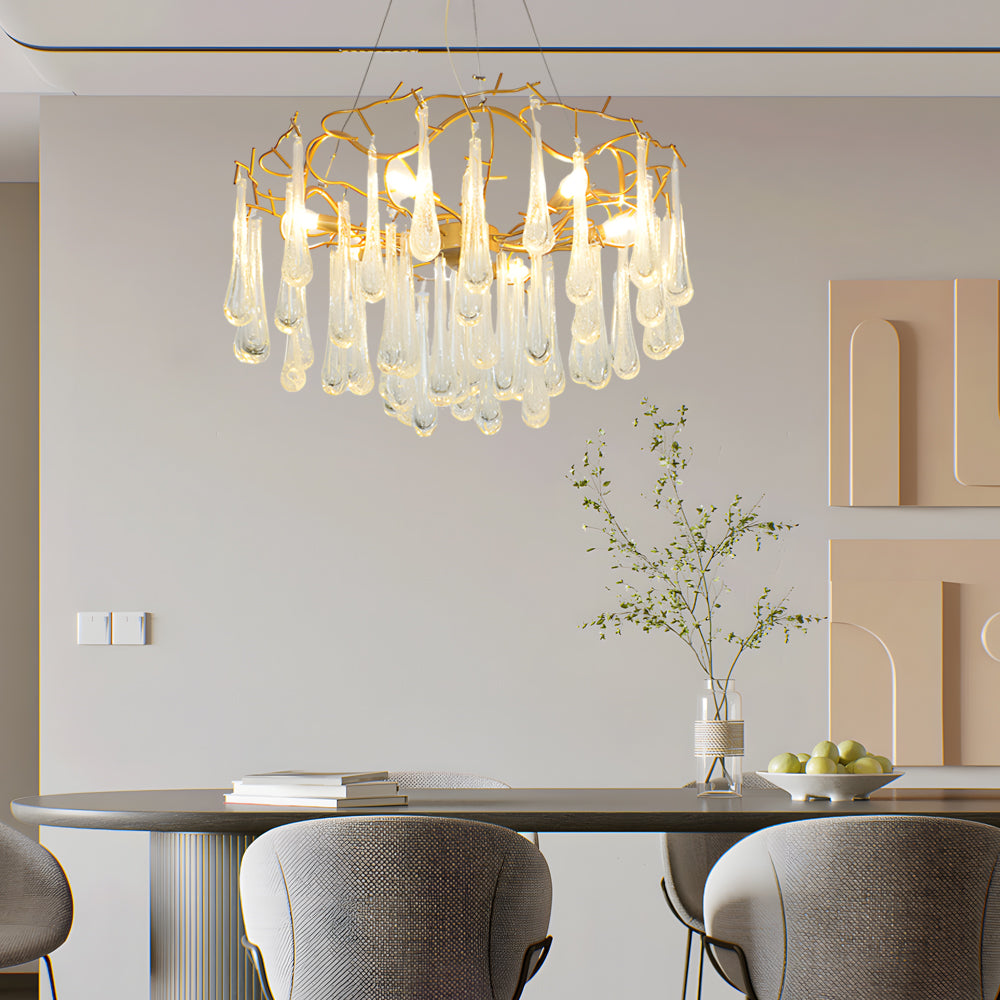 Luxury Bubble Crystal Raindrop Chandelier Modern Gold Tree Branch Hanging Light Fixture
