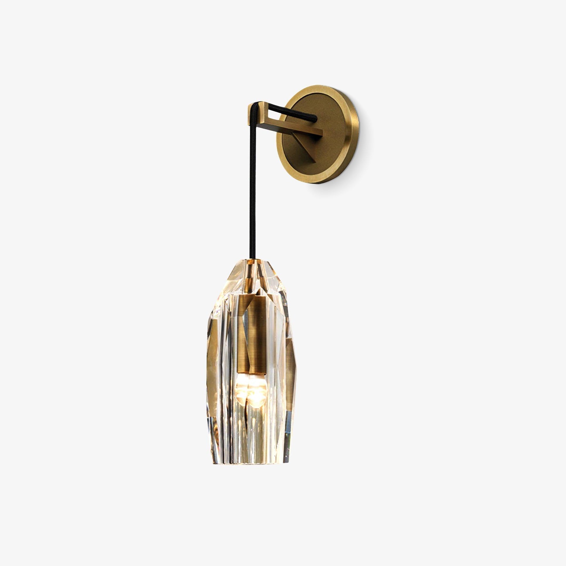 Luxury Chatelet Hand Carved Crystal and Polished Brass Wall Sconce Lighting