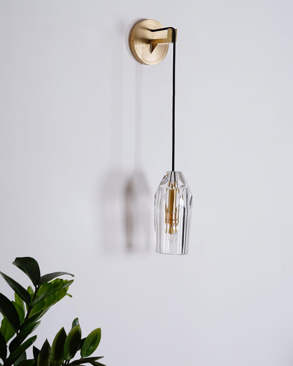 Luxury Chatelet Hand Carved Crystal and Polished Brass Wall Sconce Lighting