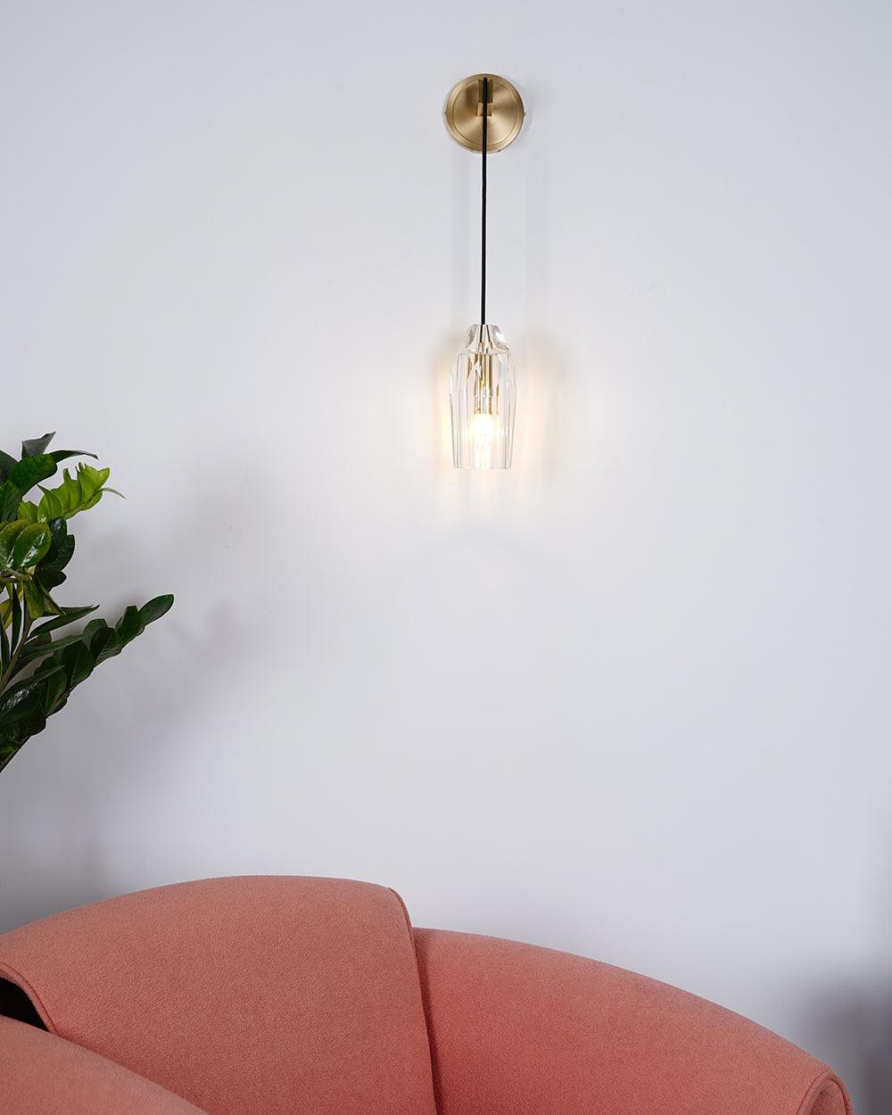 Luxury Chatelet Hand Carved Crystal and Polished Brass Wall Sconce Lighting