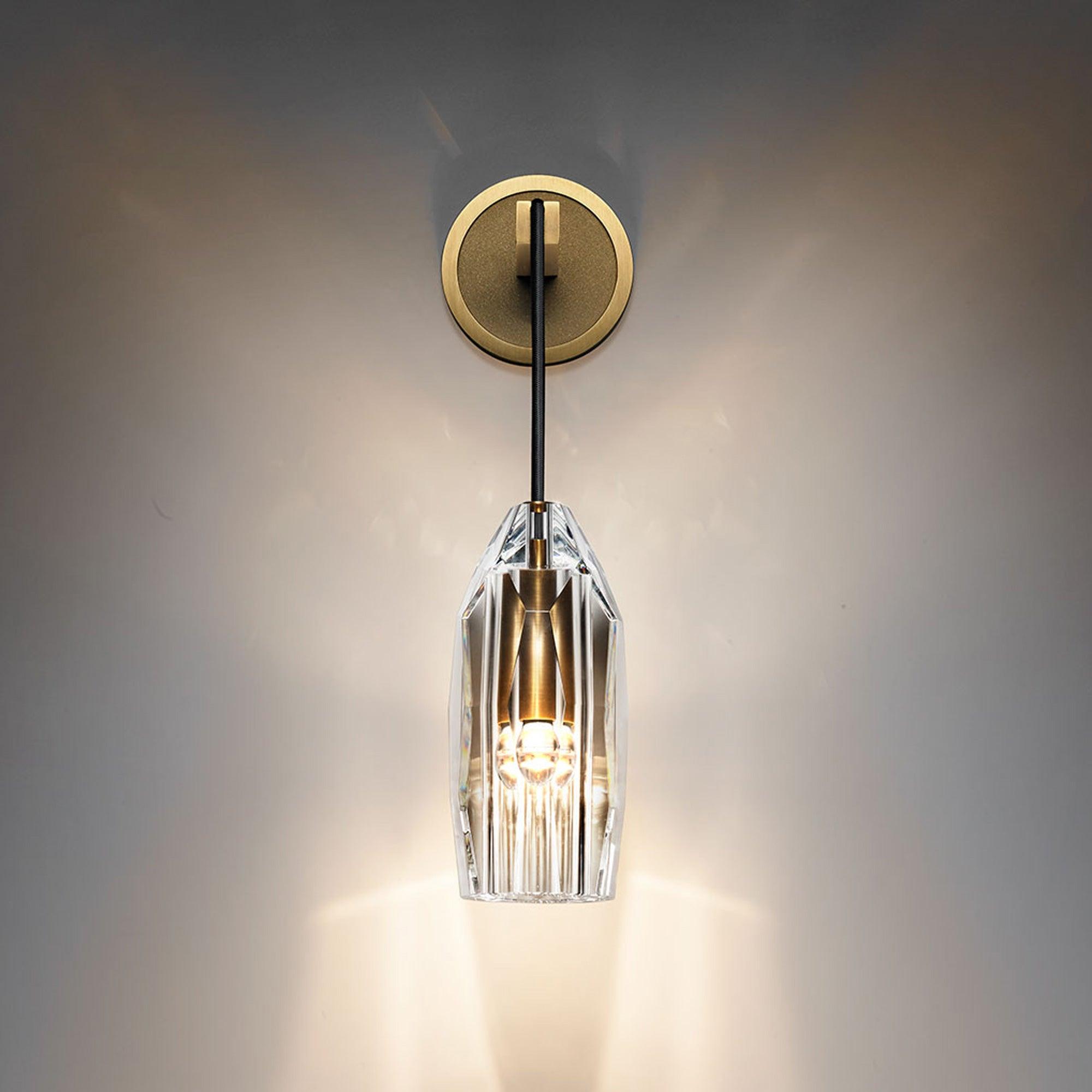Luxury Chatelet Hand Carved Crystal and Polished Brass Wall Sconce Lighting