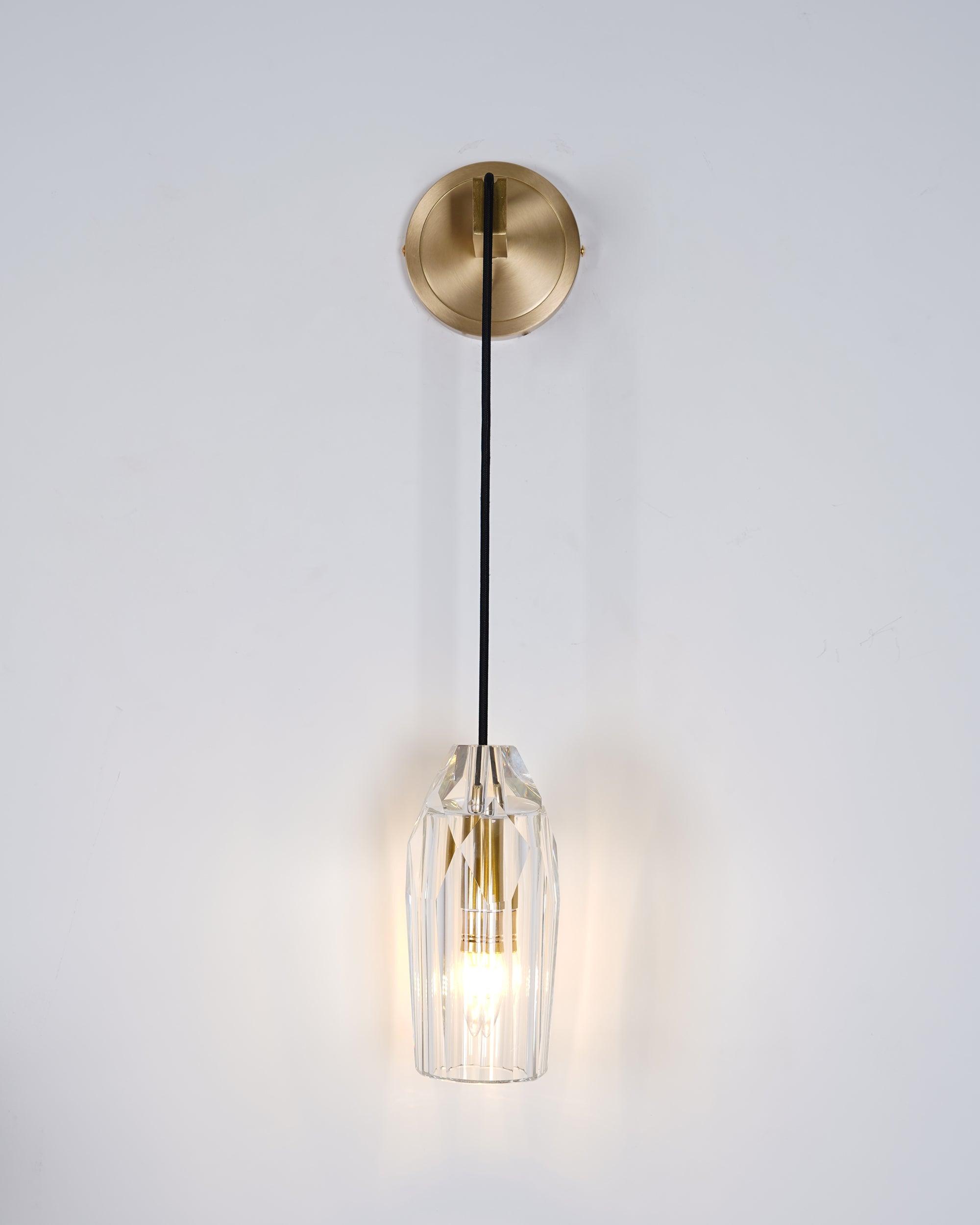 Luxury Chatelet Hand Carved Crystal and Polished Brass Wall Sconce Lighting