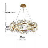 Luxury Circle Flower Crystal Chandelier Electroplated Metal LED Pendant Light Fixture for Modern Homes