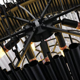 Luxury Circular Black Metal and Clear Crystal Pendant Light Modern LED Chandelier