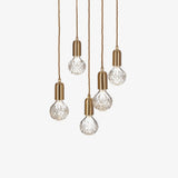 Luxury Clear Crystal Glass LED Pendant Lamp with Brass Fixture for Indoor Decor