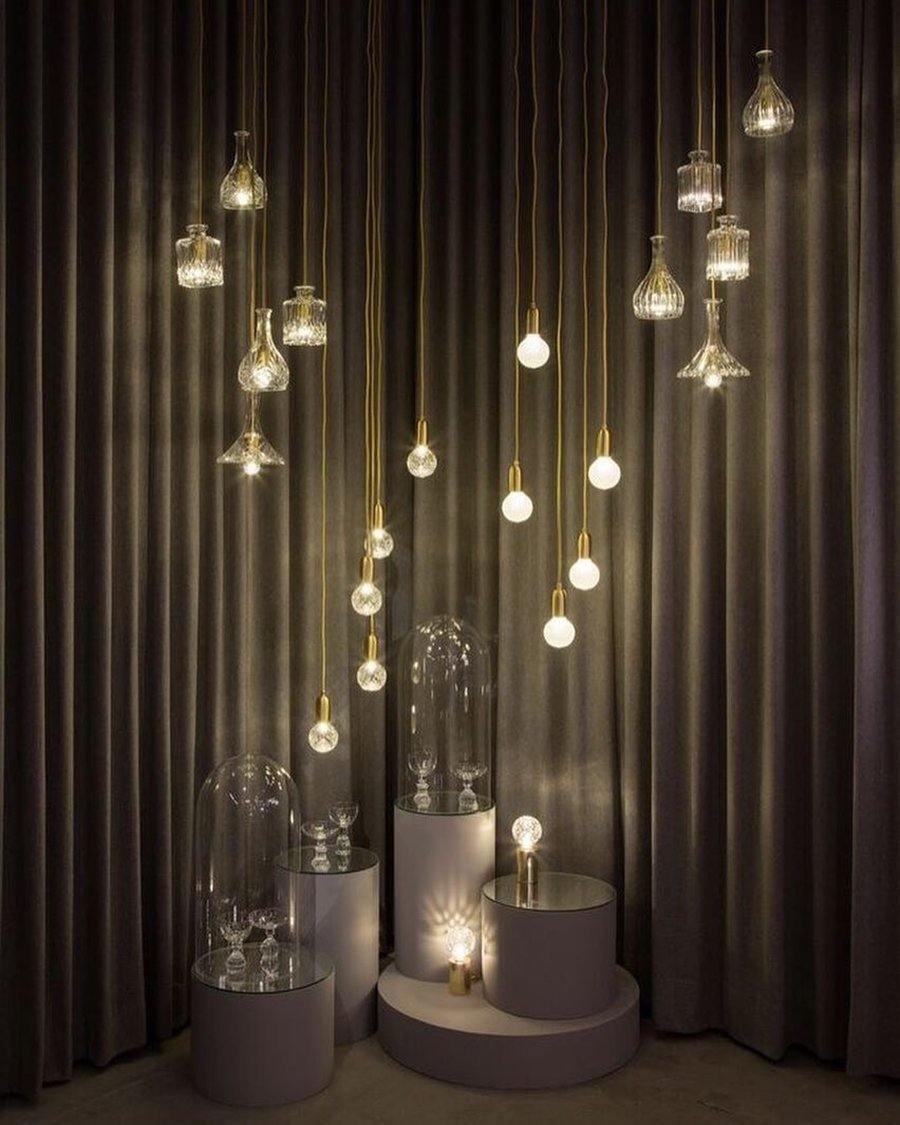 Luxury Clear Crystal Glass LED Pendant Lamp with Brass Fixture for Indoor Decor