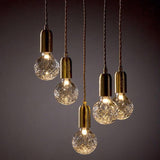 Luxury Clear Crystal Glass LED Pendant Lamp with Brass Fixture for Indoor Decor