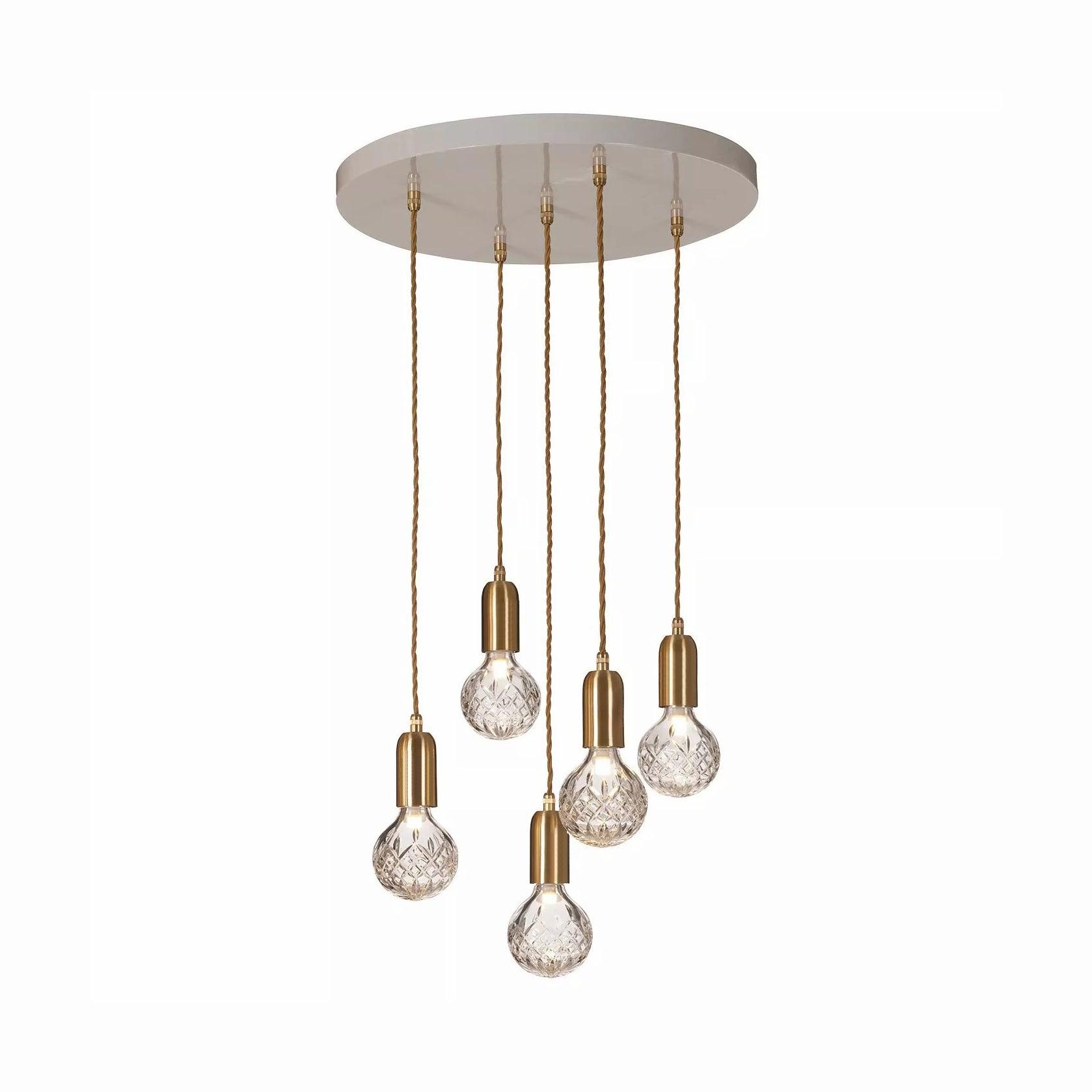 Luxury Clear Crystal Glass LED Pendant Lamp with Brass Fixture for Indoor Decor