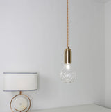 Luxury Clear Crystal Glass LED Pendant Lamp with Brass Fixture for Indoor Decor