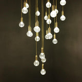 Luxury Clear Crystal Glass LED Pendant Lamp with Brass Fixture for Indoor Decor