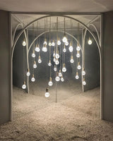 Luxury Clear Crystal Glass LED Pendant Lamp with Brass Fixture for Indoor Decor