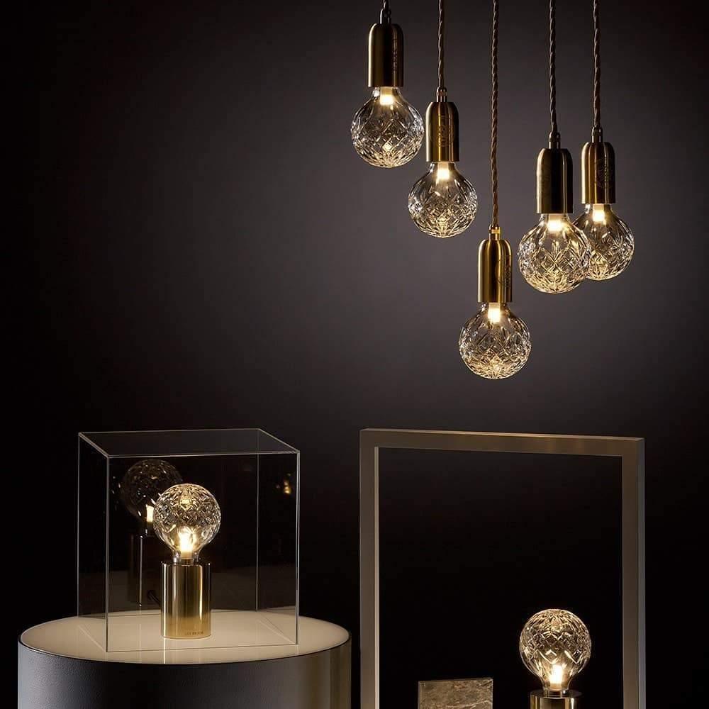 Luxury Clear Crystal Glass LED Pendant Lamp with Brass Fixture for Indoor Decor