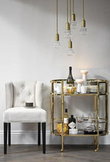 Luxury Clear Crystal Glass LED Pendant Lamp with Brass Fixture for Indoor Decor