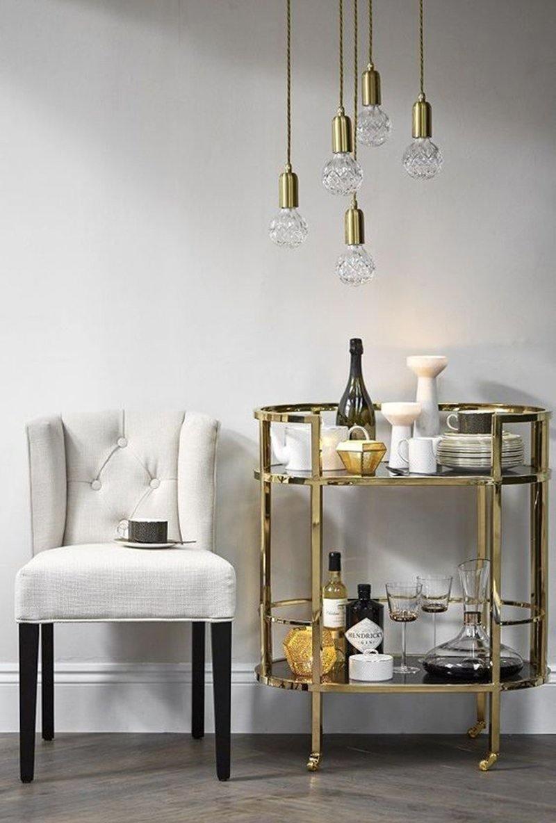 Luxury Clear Crystal Glass LED Pendant Lamp with Brass Fixture for Indoor Decor