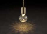 Luxury Clear Crystal Glass LED Pendant Lamp with Brass Fixture for Indoor Decor