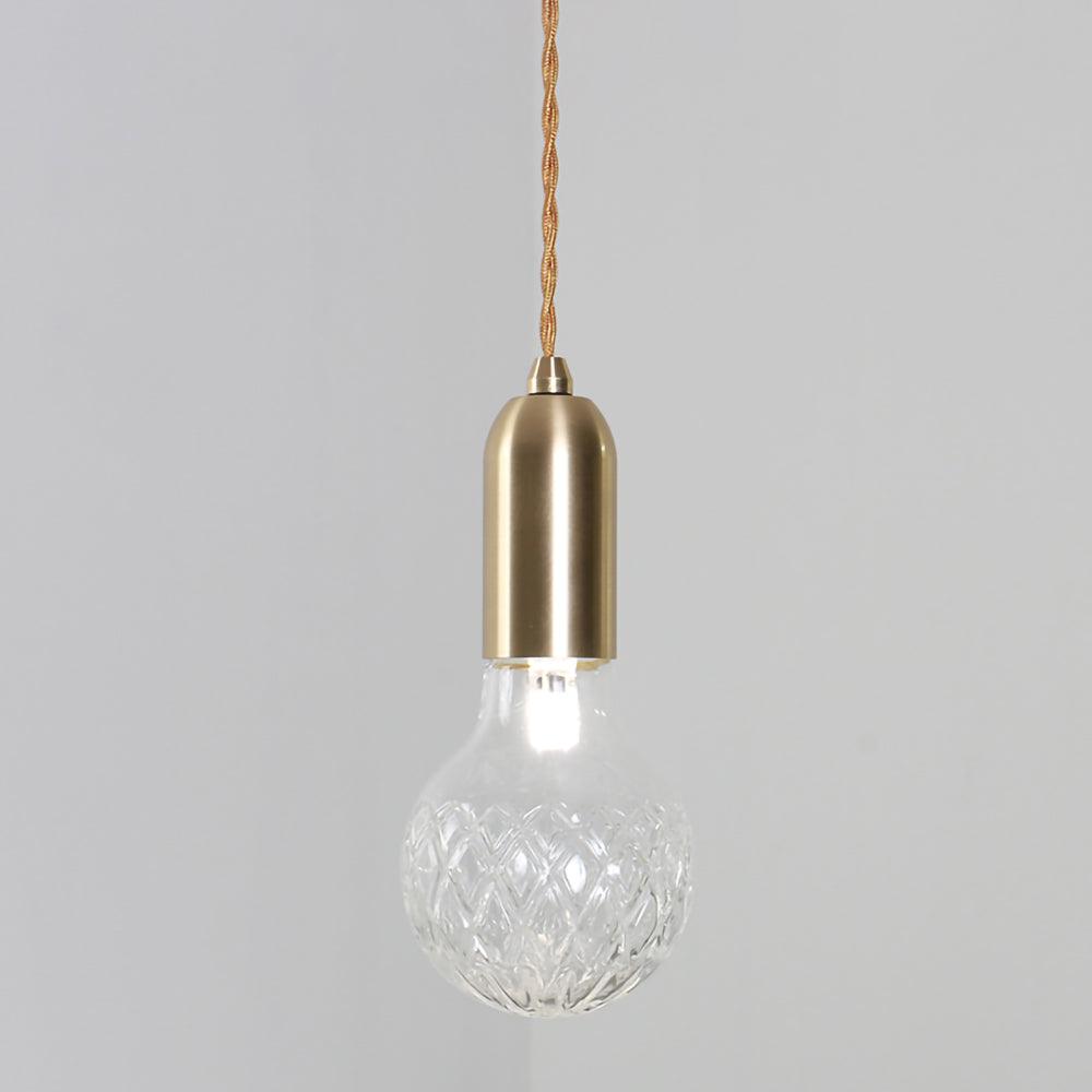 Luxury Clear Crystal Glass LED Pendant Lamp with Brass Fixture for Indoor Decor