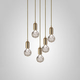 Luxury Clear Crystal Glass LED Pendant Lamp with Brass Fixture for Indoor Decor