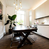Luxury Clear Crystal Glass LED Pendant Lamp with Brass Fixture for Indoor Decor