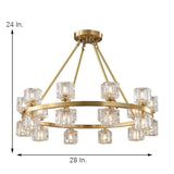 Luxury Copper and Crystal Flush Mount Chandelier Gold Finish LED Ceiling Light Fixture