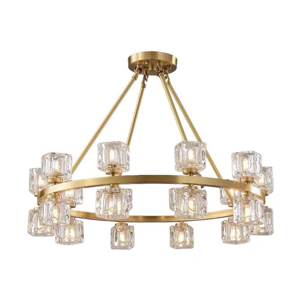 Luxury Copper and Crystal Flush Mount Chandelier Gold Finish LED Ceiling Light Fixture