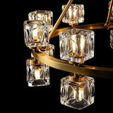 Luxury Copper and Crystal Flush Mount Chandelier Gold Finish LED Ceiling Light Fixture