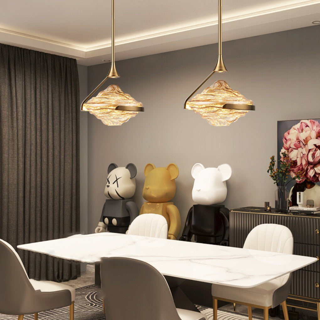 Luxury Creative Spinning Top Glass LED Pendant Light Modern Bedside Hanging Lamp for Home