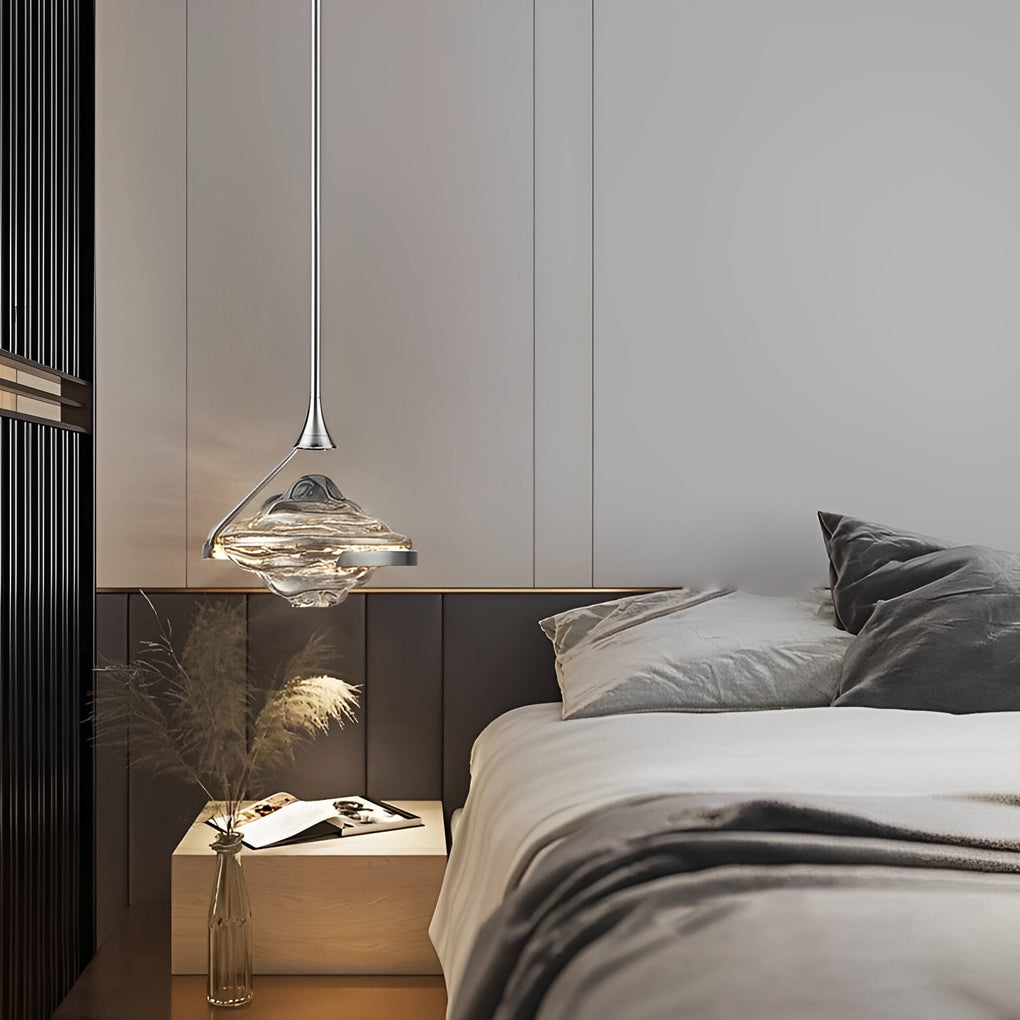 Luxury Creative Spinning Top Glass LED Pendant Light Modern Bedside Hanging Lamp for Home