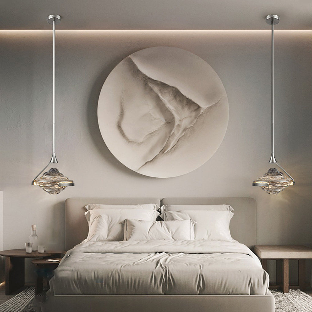 Luxury Creative Spinning Top Glass LED Pendant Light Modern Bedside Hanging Lamp for Home