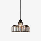 Luxury Crystal Glass Drum Chandelier Modern Ceiling Pendant Light in Gold or Black