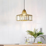 Luxury Crystal Glass Drum Chandelier Modern Ceiling Pendant Light in Gold or Black