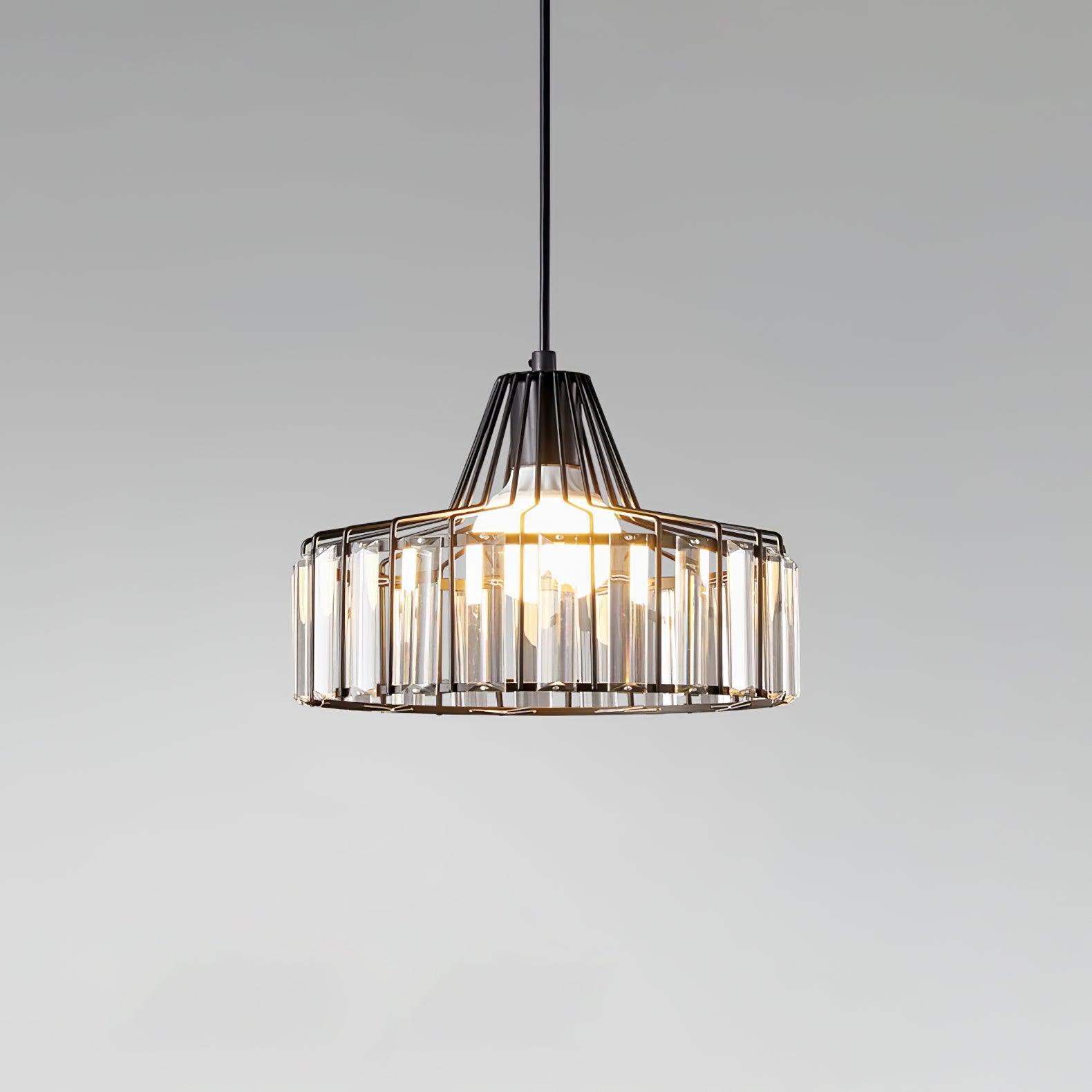 Luxury Crystal Glass Drum Chandelier Modern Ceiling Pendant Light in Gold or Black