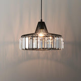 Luxury Crystal Glass Drum Chandelier Modern Ceiling Pendant Light in Gold or Black
