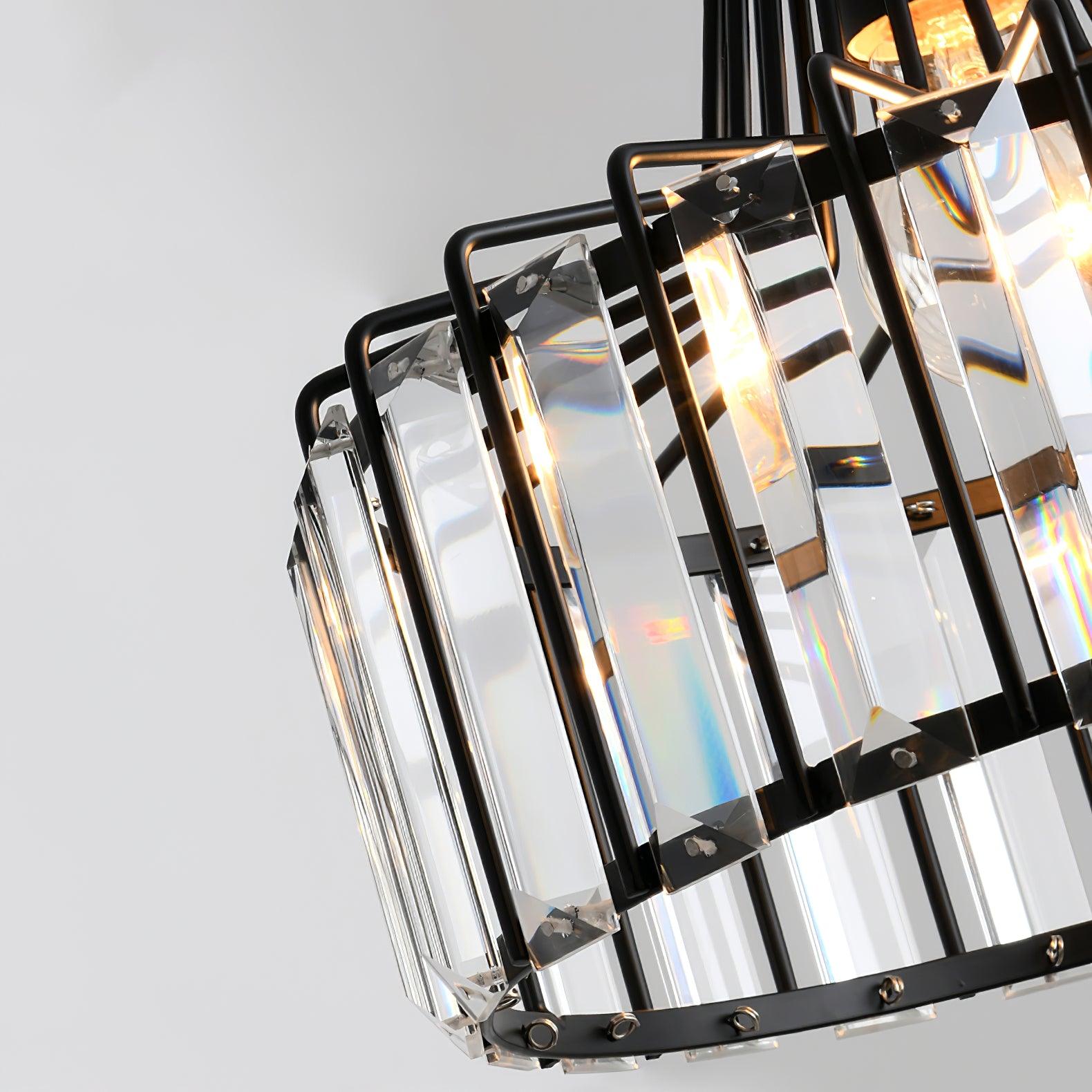 Luxury Crystal Glass Drum Chandelier Modern Ceiling Pendant Light in Gold or Black