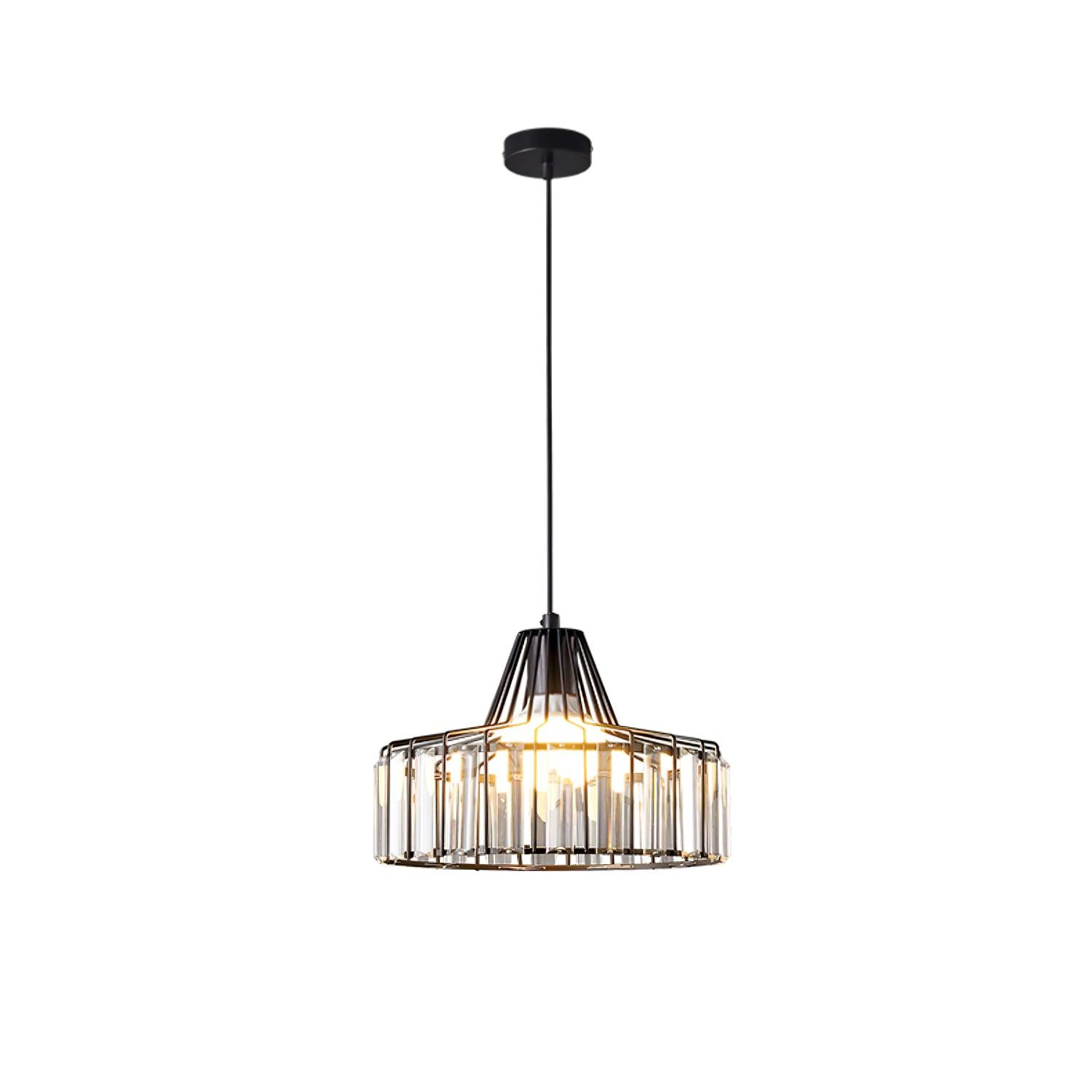 Luxury Crystal Glass Drum Chandelier Modern Ceiling Pendant Light in Gold or Black