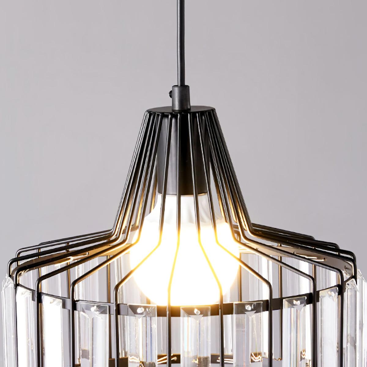 Luxury Crystal Glass Drum Chandelier Modern Ceiling Pendant Light in Gold or Black