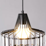 Luxury Crystal Glass Drum Chandelier Modern Ceiling Pendant Light in Gold or Black