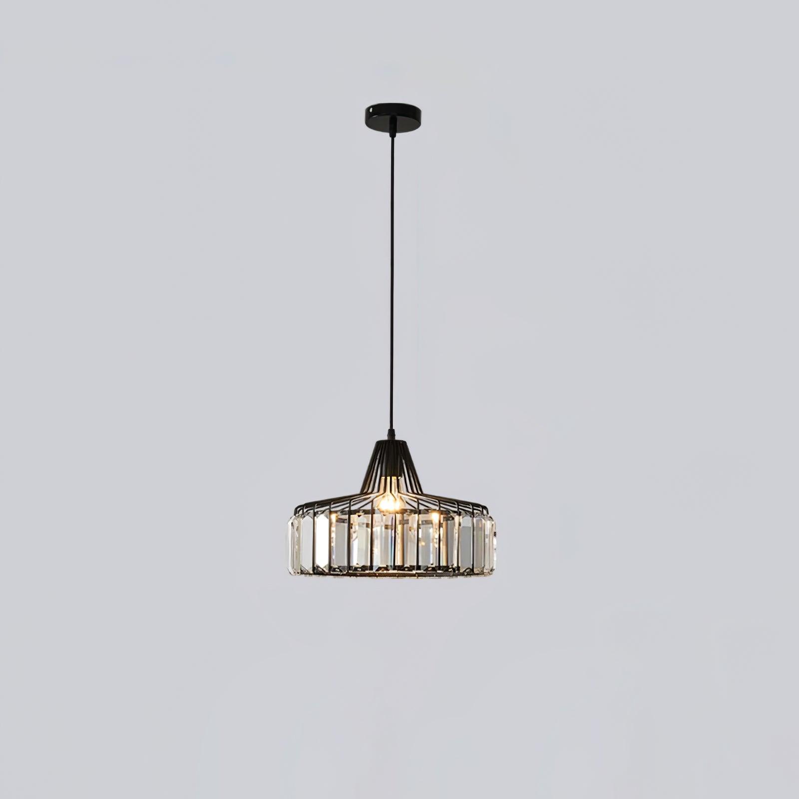 Luxury Crystal Glass Drum Chandelier Modern Ceiling Pendant Light in Gold or Black