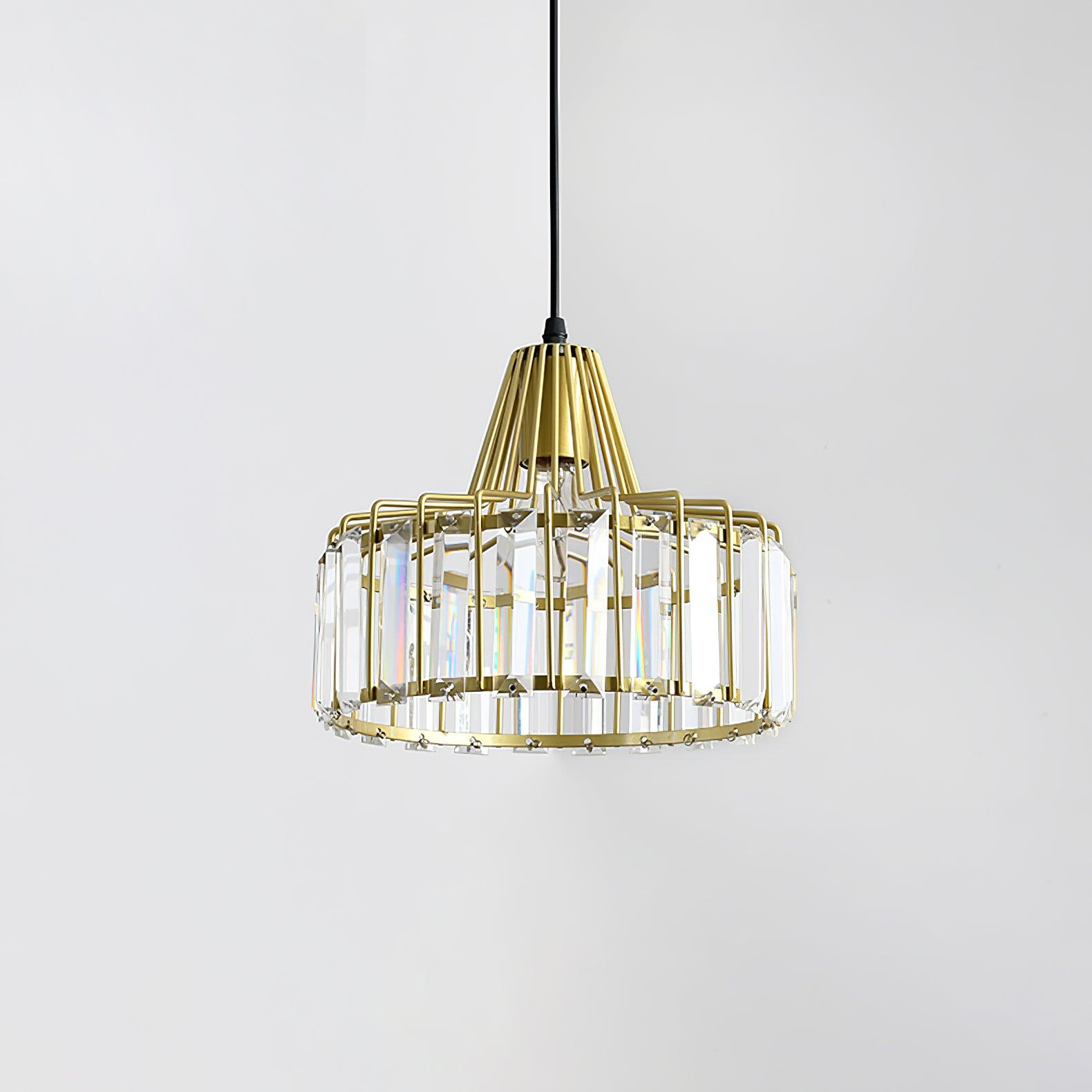 Luxury Crystal Glass Drum Chandelier Modern Ceiling Pendant Light in Gold or Black