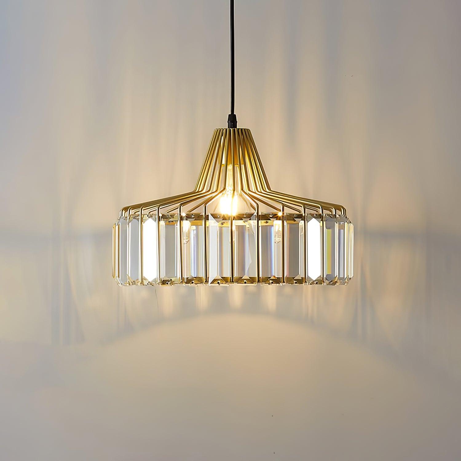 Luxury Crystal Glass Drum Chandelier Modern Ceiling Pendant Light in Gold or Black
