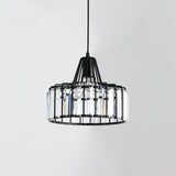Luxury Crystal Glass Drum Chandelier Modern Ceiling Pendant Light in Gold or Black