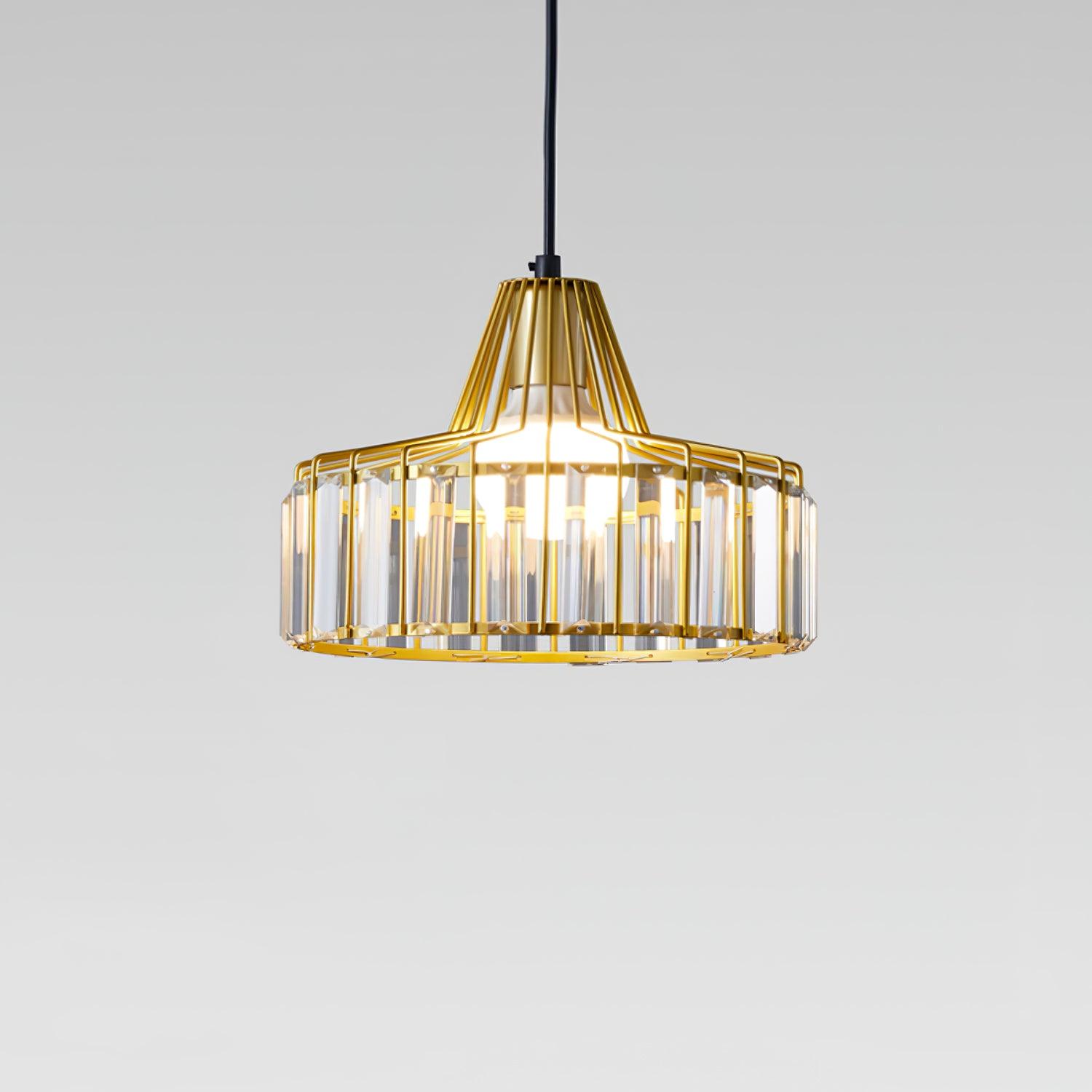 Luxury Crystal Glass Drum Chandelier Modern Ceiling Pendant Light in Gold or Black
