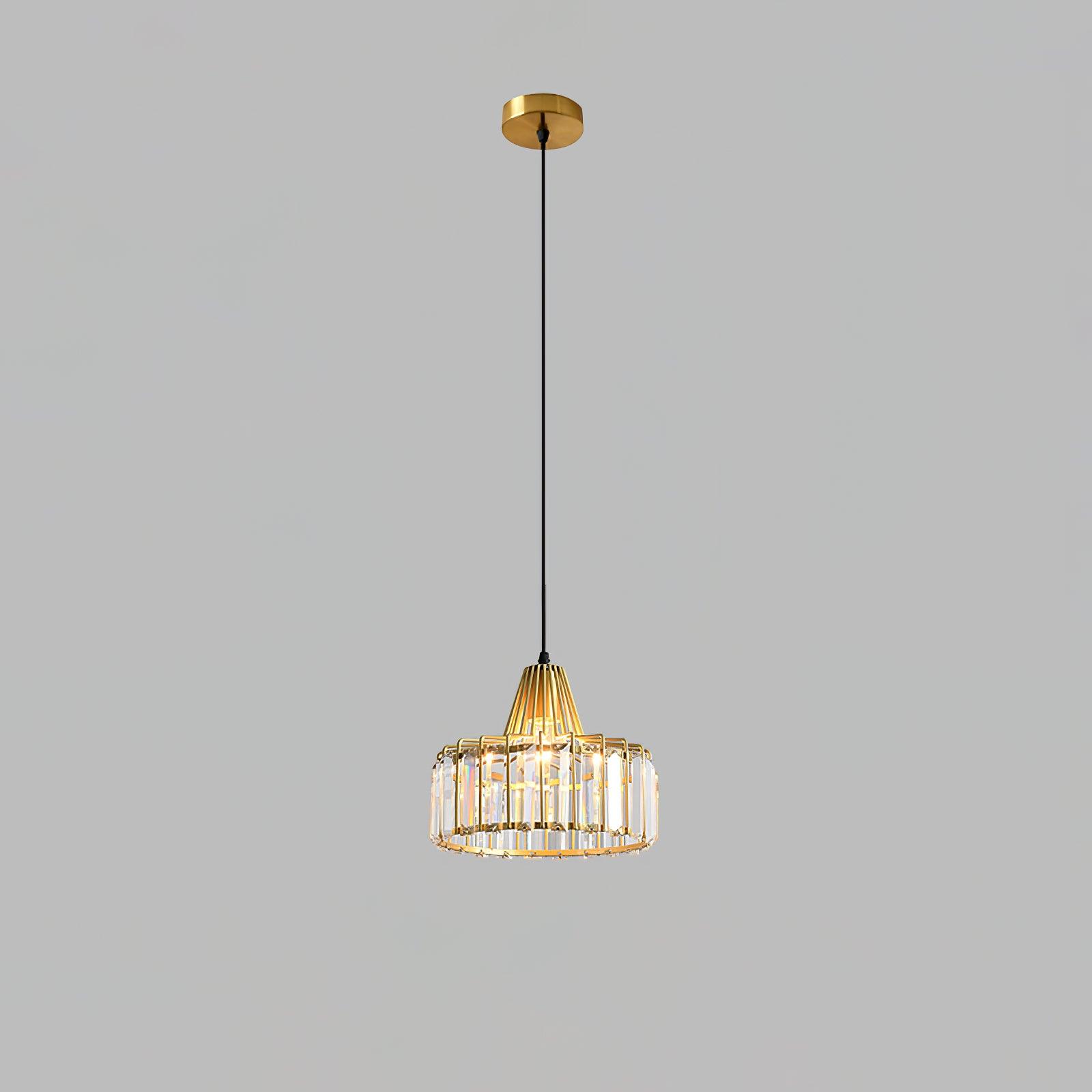 Luxury Crystal Glass Drum Chandelier Modern Ceiling Pendant Light in Gold or Black