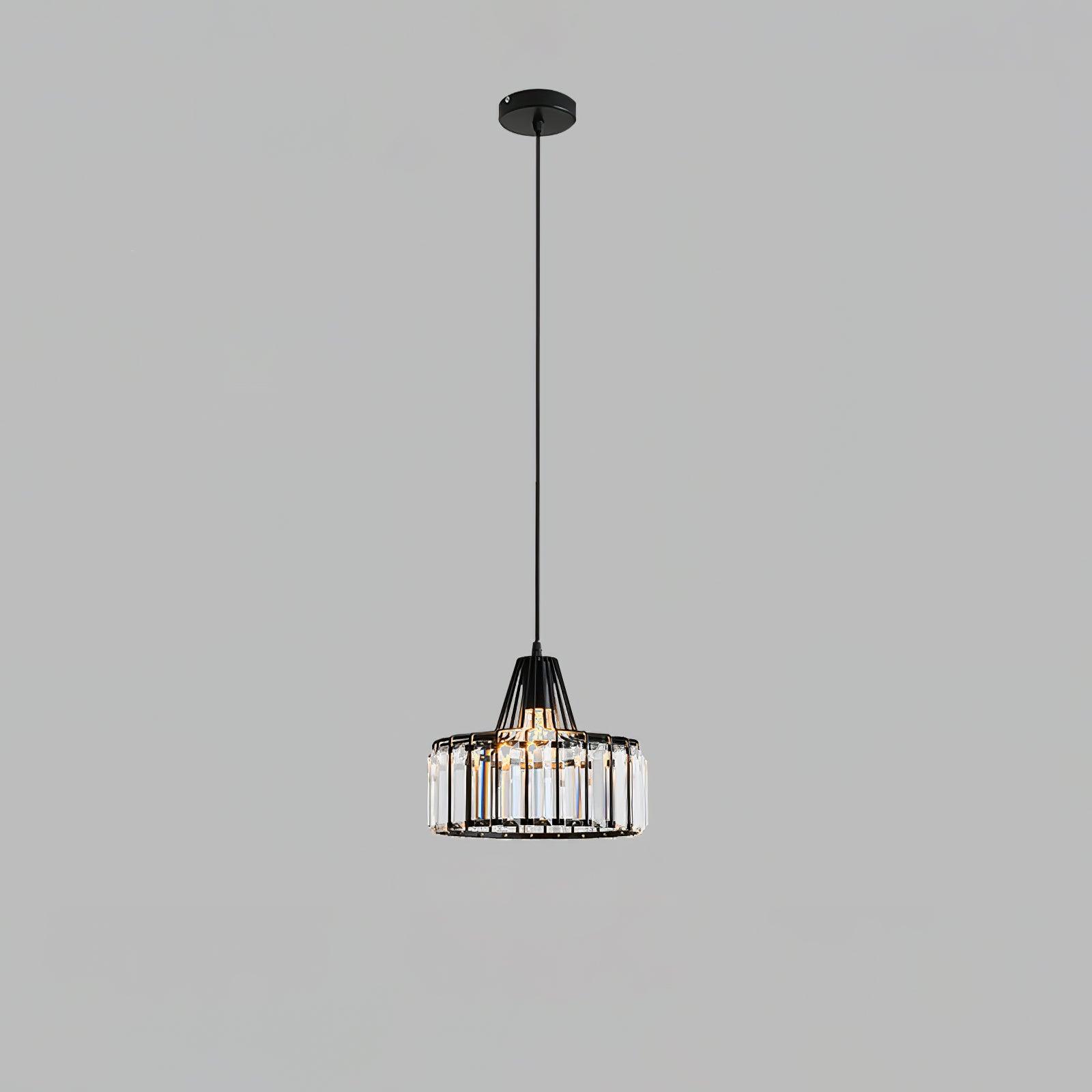Luxury Crystal Glass Drum Chandelier Modern Ceiling Pendant Light in Gold or Black
