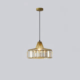Luxury Crystal Glass Drum Chandelier Modern Ceiling Pendant Light in Gold or Black
