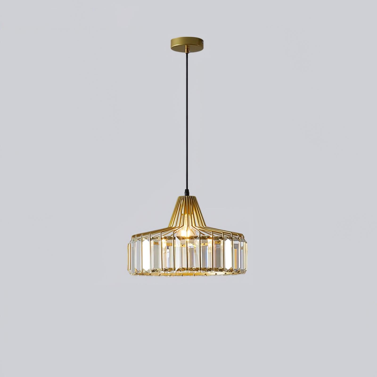 Luxury Crystal Glass Drum Chandelier Modern Ceiling Pendant Light in Gold or Black