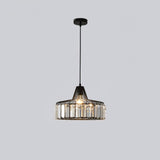 Luxury Crystal Glass Drum Chandelier Modern Ceiling Pendant Light in Gold or Black
