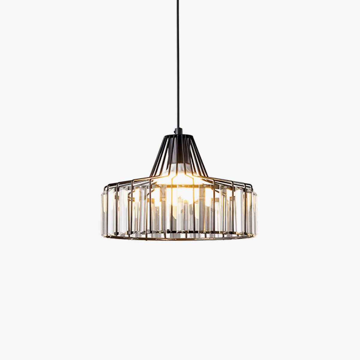 Luxury Crystal Glass Drum Chandelier Modern Ceiling Pendant Light in Gold or Black